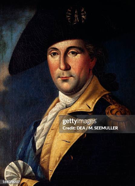 Portrait of George Washington , American politician, first President of the United States of America. Painting by Samuel King . Blerancourt, Château,...