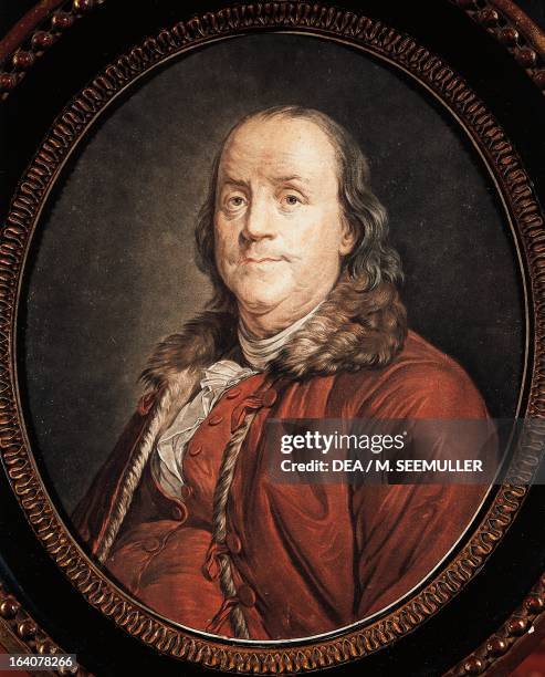 Portrait of Benjamin Franklin , American scientist and politician. Blerancourt, Château, Musée National De La Cooperation Franco-Americaine