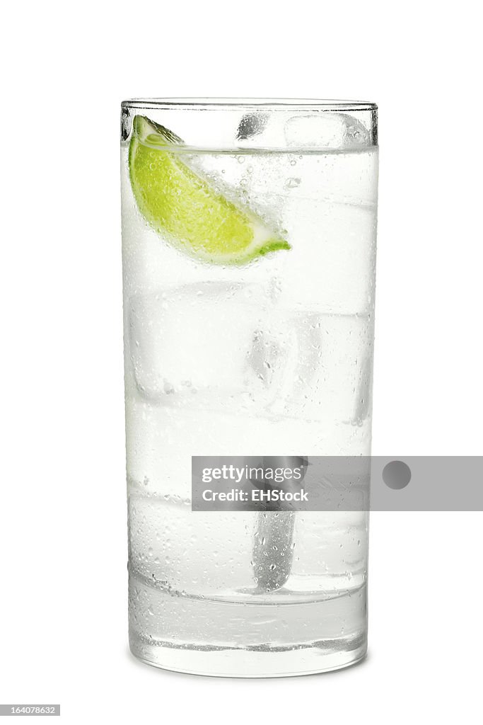 Gin and Tonic or Soda Isolated on White Background