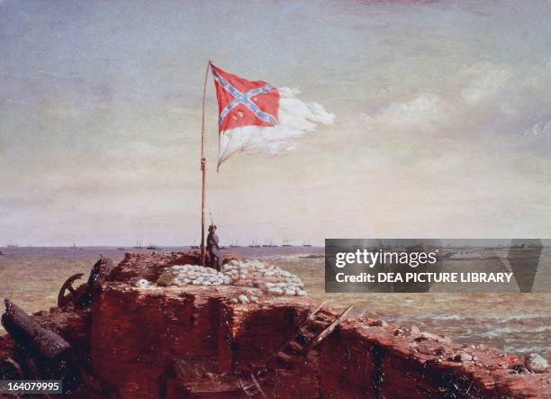 Confederate flag at Fort Sumter, South Carolina, October 20 oil on canvas, by Conrad Wise Chapman . American Civil War, United States, 19th century....