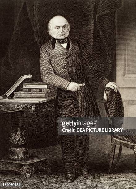 Portrait of John Quincy Adams , sixth President of the United States from 1824 to 1828. Engraving. United States, 19th century.