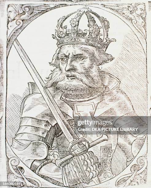 Frederick I of Hohenstaufen, known as Barbarossa , Emperor of the Holy Roman Empire, engraving. Germany.