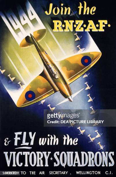 Aviation recruitment poster, 1944. World War II, New Zealand, 20th century.
