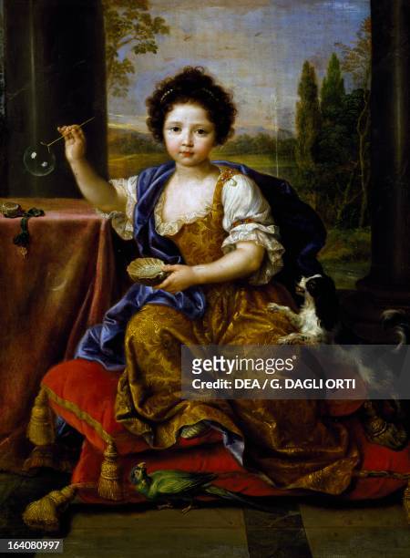 Portrait of Marie Anne de Bourbon , eldest legitimised daughter of Louis XIV of France and Louise de La Valliere, Princess of Conti. Painting by...