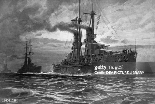 The Italian Navy battleships Caio Duilio and Andrea Doria. World War I, 20th century.