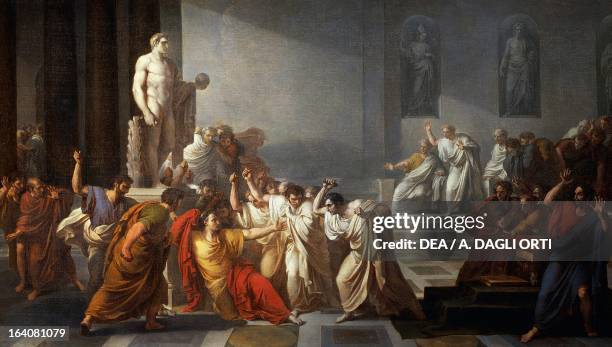 The death of Julius Caesar, 1805-1806, by Vincenzo Camuccini , oil on canvas, 400x707 cm. Rome, Galleria Nazionale D'Arte Moderna