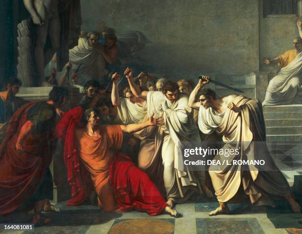The death of Julius Caesar, 1805-1806, by Vincenzo Camuccini , oil on canvas, 400x707 cm. Detail. Naples, Museo Nazionale Di Capodimonte