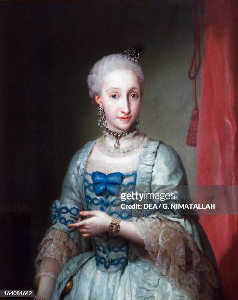 Portrait of Infanta Maria Josefa of Spain , daughter of Charles, King of Naples and Sicily , and Maria Amalia of Saxony. Painting attributed to Anton...