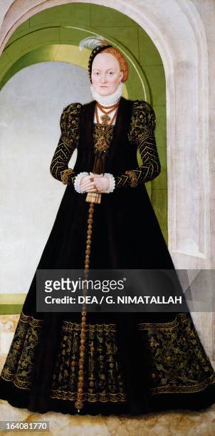 Portrait of Anne of Denmark wife of Augustus I of Saxony, Electress of Saxony. Painting by Lucas Cranach the Younger . Vienna, Kunsthistorisches...