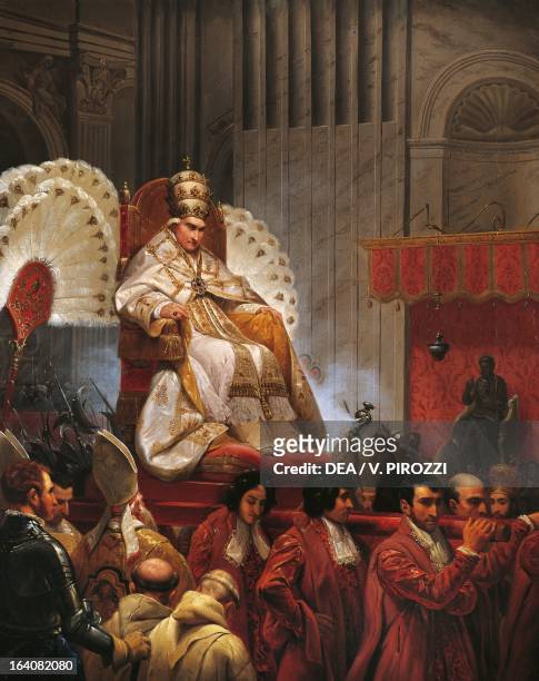 Pope Pius VIII being carried on the gestatorial chair in St Peter, painting by Horace Vernet . Amiens, Musée De Picardie