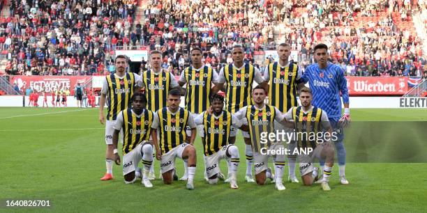 Mert Hakan Yandas of Fenerbahce SK , Serdar Aziz of Fenerbahce SK, Jayden Oosterwolde of Fenerbahce SK, Rodrigo Becao of Fenerbahce SK, Edin Dzeko of...