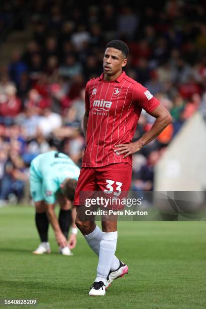 Curtis Davies of Cheltenham Town in action during the Sky Bet League One match between Cheltenham Town and Northampton Town at Completely-Suzuki...