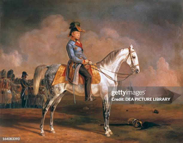 Equestrian portrait of Josef Radetzky , Austrian field marshal. Painting by Albrecht Adam . Monaco, Neue Pinakothek