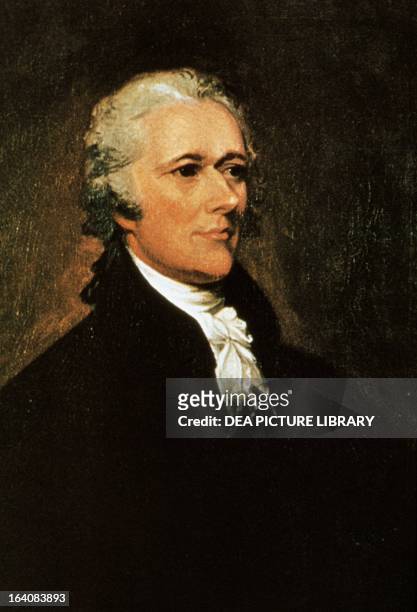 Portrait of Alexander Hamilton , American politician. Painting by John Trumbull .