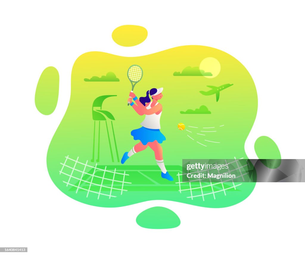 Woman Playing Tennis, Vector