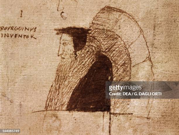 Portrait of Giovanni Calvino , French humanist and theologian. Sketch by a student attending a lecture in Geneva. Geneva, Bibliothèque Publique Et...