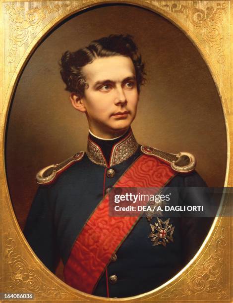 Portrait of Ludwig II of Bavaria , King of Bavaria, in Bavarian uniform, by Wilhelm Taubner oil on canvas, 77x57 cm . Herreninsel, Schloss...