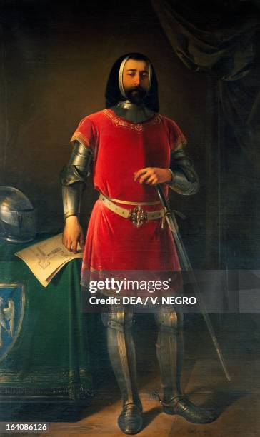 Portrait of Azzo VIII d'Este , Marquis of Ferrara, Modena and Reggio. Painting by Giuseppe Zattera . Modena, Palazzo Ducale Museo Storico...