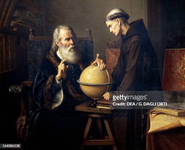 Galileo Galilei explaining his theories at Padua University. Painting by Felix Parra , 1873. Mexico City, Museo Nacional De Arte