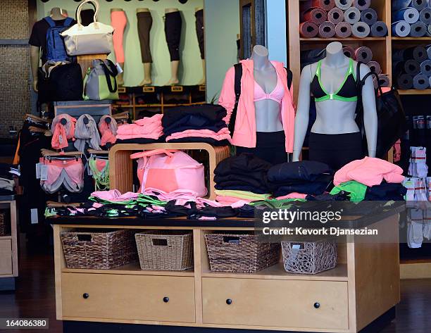 Clothing made by Lululemon Athletica Inc. Is on display for sale on March 19, 2013 in Pasadena, California. Lululemon removed some of its popular...