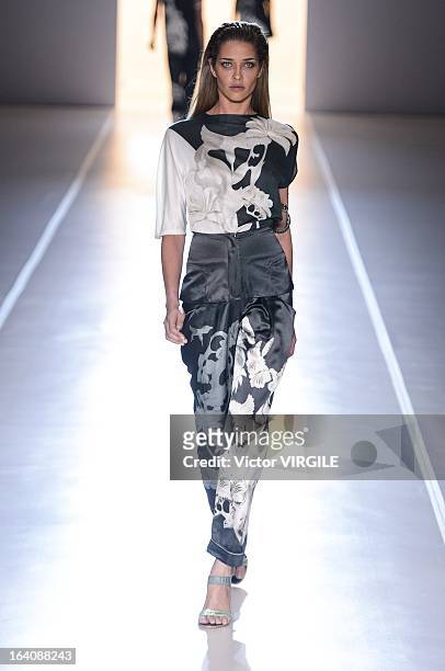 Top model Ana Beatriz Barros walks the runway at the Animale show during Sao Paulo Fashion Week Spring Summer 2013/2014 on March 18, 2013 in Sao...