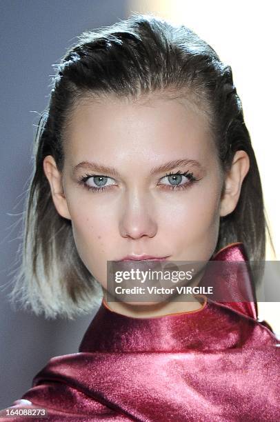 Model Karlie Kloss walks the runway at the Animale show during Sao Paulo Fashion Week Spring Summer 2013/2014 on March 18, 2013 in Sao Paulo, Brazil.