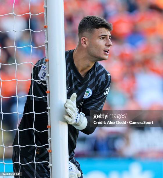 Wigan Athletic's Sam Tickle in action during the Sky Bet League One match between Blackpool and Wigan Athletic at Bloomfield Road on September 2,...