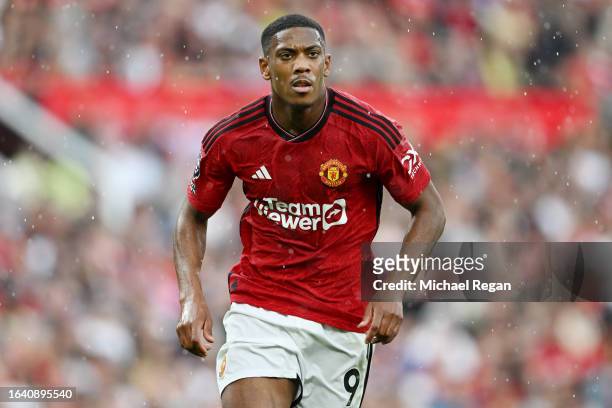 Anthony Martial of Manchester United in action during the Premier League match between Manchester United and Nottingham Forest at Old Trafford on...