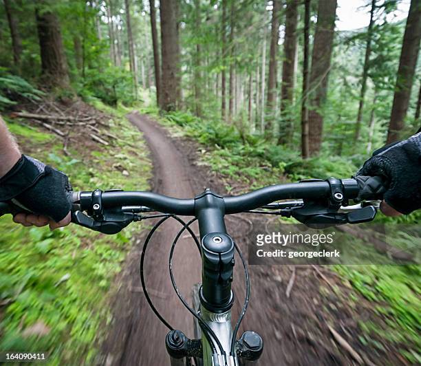 bicicleta de montaña de acción perspectiva personal - manillar fotografías e imágenes de stock