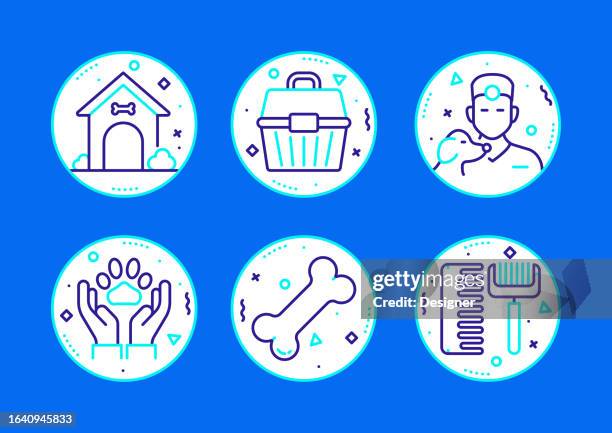 pet shop related vector line icons. outline symbol collection - pet shop stock illustrations