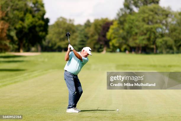 Mark O'Meara of the United States hits a tee shot on the seventh hole during the second round of The Ally Challenge presented by McLaren at Warwick...