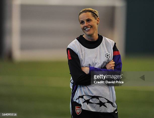 Kelly Smith of Arsenal Ladies during an Arsenal Ladies Training Session at Arsenal Training Ground on March 19, 2013 in St. Albans, Hertfordshire,...