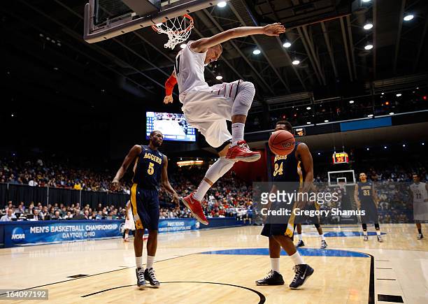Andrew Smith of the Liberty Flames dunks in the second half against the North Carolina A&T Aggies during the first round of the 2013 NCAA Men's...