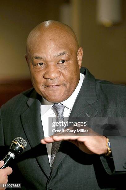 George Foreman attends a news conference announcing the formation of Foreman Boys Promotions which will be run by his sons George Foreman Jr. And...