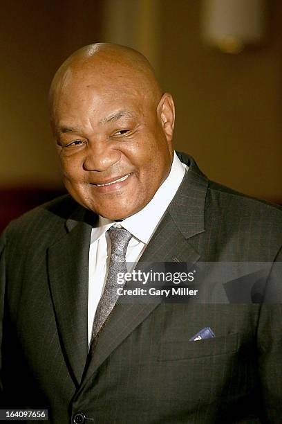 George Foreman attends a news conference announcing the formation of Foreman Boys Promotions which will be run by his sons George Foreman Jr. And...