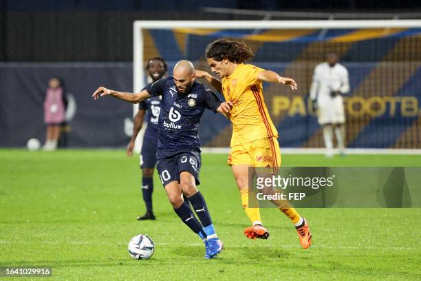 Antoine VALERIO - 10 Khalid BOUTAIB during the Ligue 2 BKT match between Pau Football Club and Rodez Aveyron Football at Nouste Camp on August 2,...