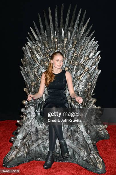 Actress Sophie Turner attends the Academy of Television Arts & Sciences an evening with HBO's "Game Of Thrones" at TCL Chinese Theatre on March 19,...