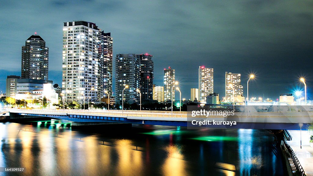 Night view of city in Yokohama, Japan