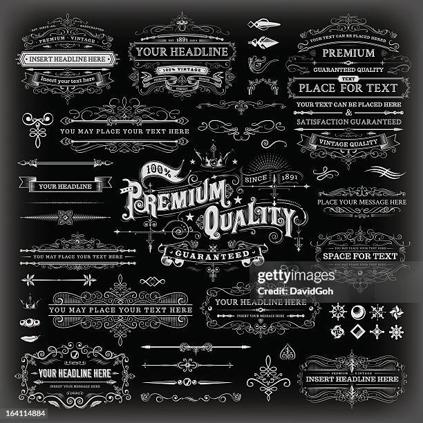 calligraphic vintage-elementen - barock stock-grafiken, -clipart, -cartoons und -symbole