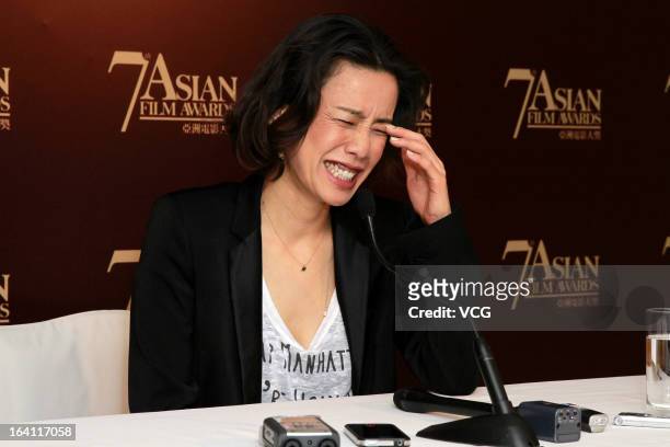 Japanese actress Makiko Watanabe attends a press conference at the 7th Asian Film Awards on March 19, 2013 in Hong Kong.