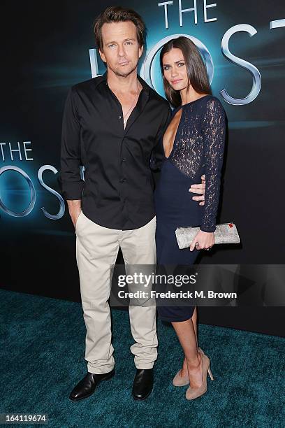 Actor Sean Patrick Flanery and actress Lauren Hill attend the Premiere of Open Roads Films "The Host" at the ArcLight Cinemas Cinerama Dome on March...