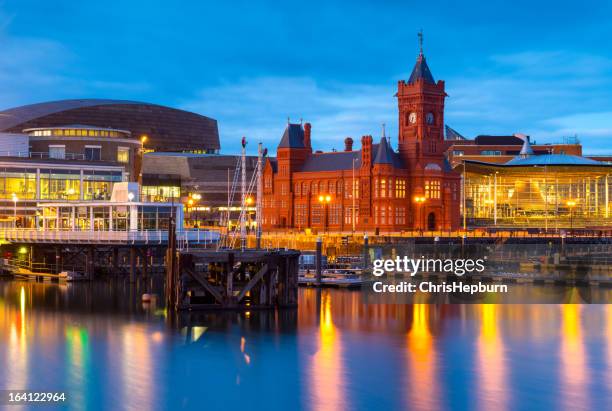 bucht von cardiff, wales - cardiff bay stock-fotos und bilder