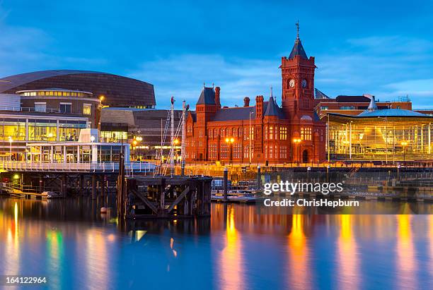 baía de cardiff, país de gales - cardiff wales - fotografias e filmes do acervo