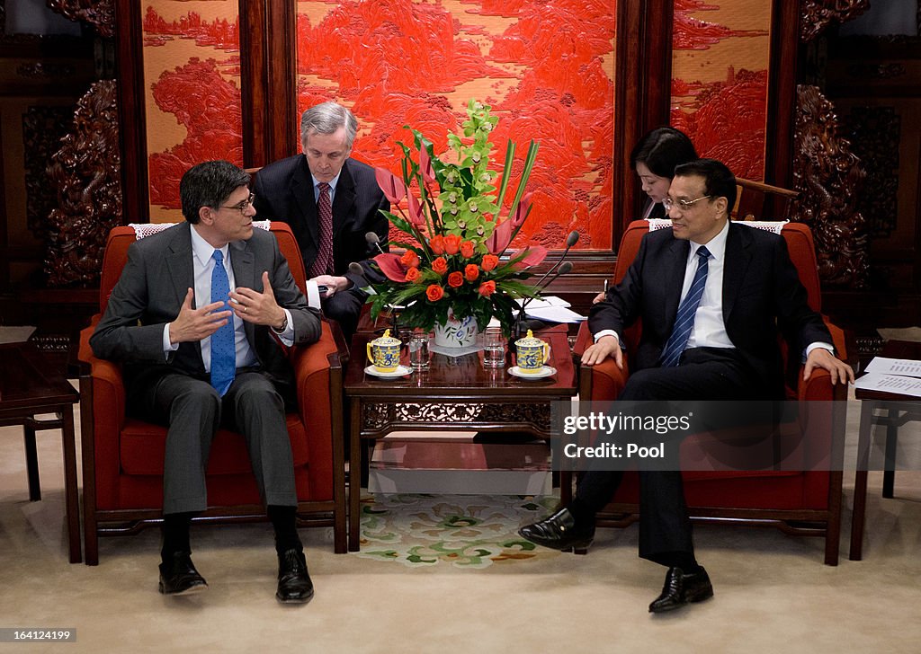 New Premier Li Keqiang Meets U.S. Secretary Of Treasury Jacob Lew