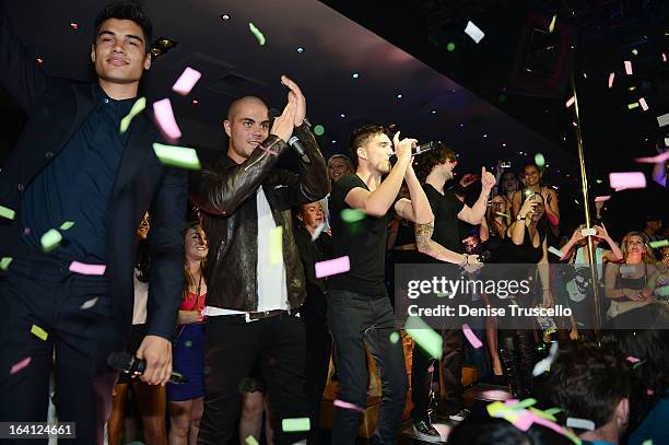 Musical group The Wanted performs at 1 OAK Nightclub at The Mirage Hotel & Casino on March 19, 2013 in Las Vegas, Nevada.