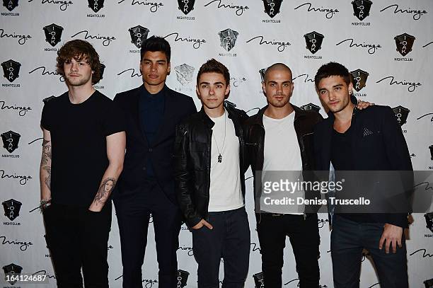 Musical group The Wanted arrive at 1 OAK Nightclub at The Mirage Hotel & Casino on March 19, 2013 in Las Vegas, Nevada.