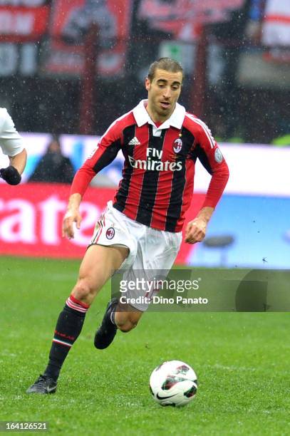 Mathieu Flamini of AC Milan in action during the Serie A match between AC Milan and US Citta di Palermo at San Siro Stadium on March 17, 2013 in...