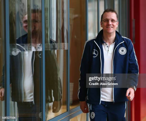 Team doctor Tim Meyer attends a Germany press conference at the DFB headquarters on March 20, 2013 in Frankfurt am Main, Germany.