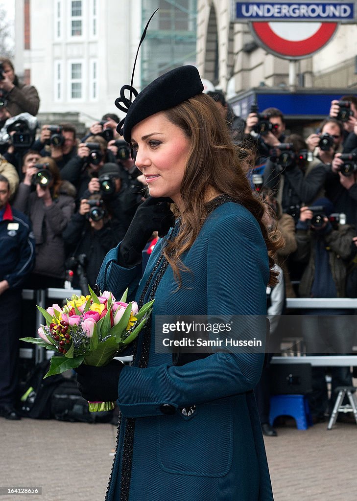 The Queen, Duke of Edinburgh & Duchess Of Cambridge Visit Baker Street Underground Station