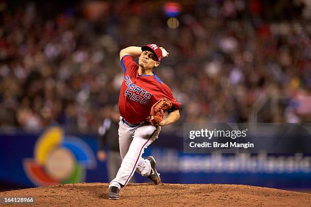 World Baseball Classic: Team Puerto Rico Randy Fontanez in action, pitching vs Team Japan during Semifinals at AT&T Park. Phoenix, AZ 3/17/2013...